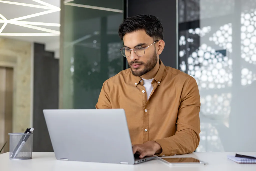 Man working on laptop